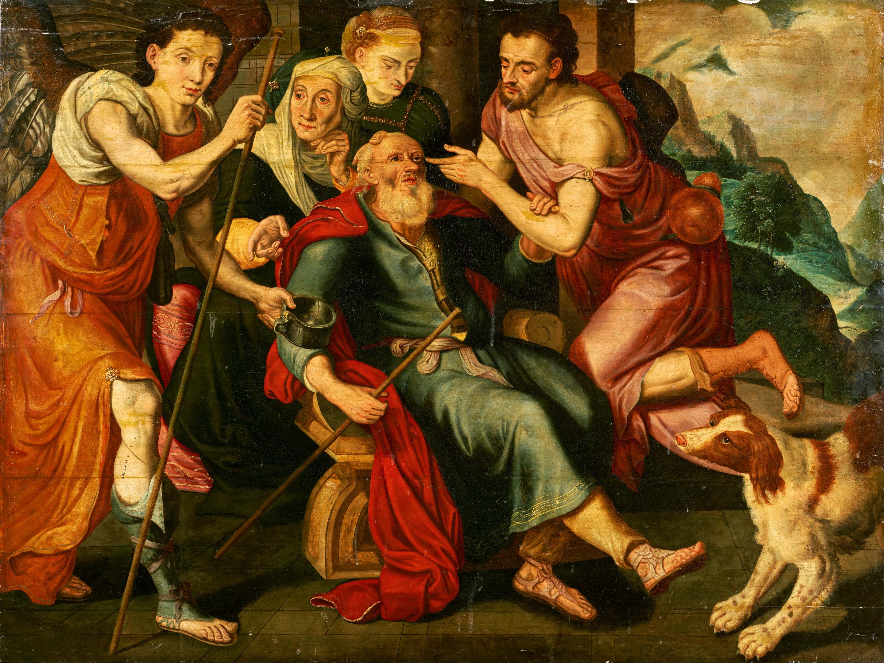 Tobias Heals His Blind Father. by Frans Floris