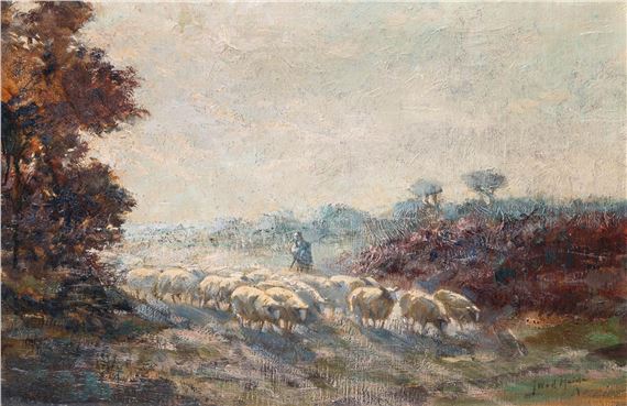 Hazafelé tartó birkanyáj by Johannes Wilhelm van der Heide