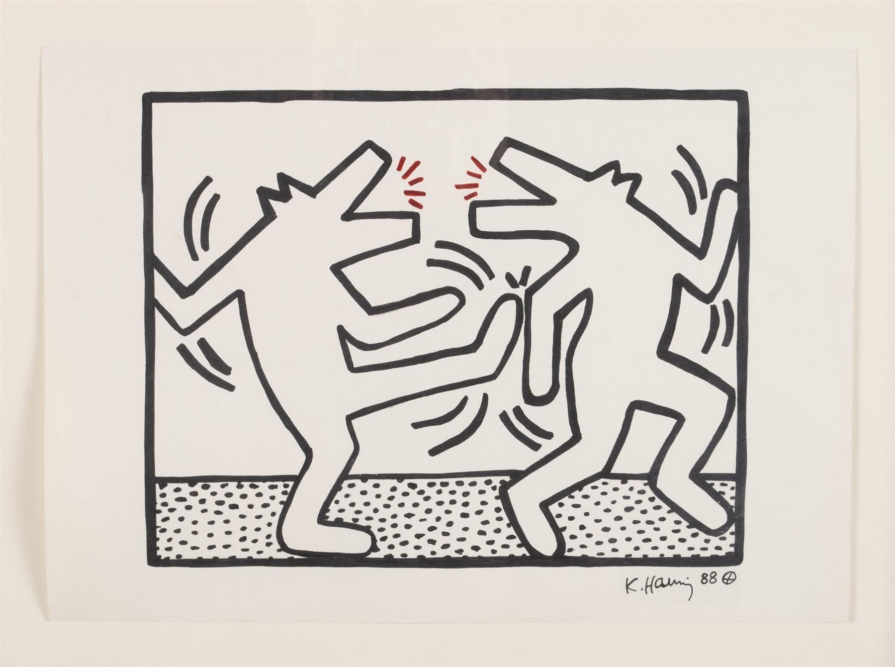 額装作品/Untitled dancing dogs（キース ヘリング）ポスター