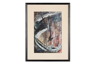 Action painted in desaturated pastels and black - Myrtle Kornblum