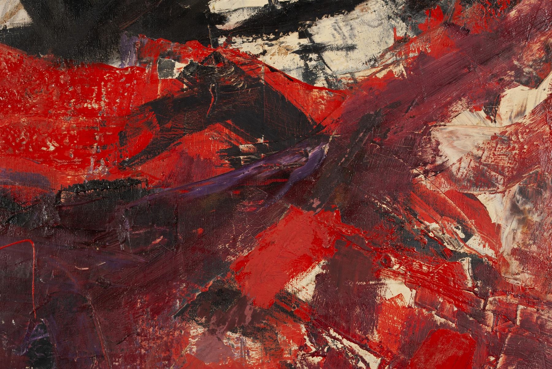 Artwork by Gilbert Henderson, Brutal and rouge-toned abstraction, Made of Oil on masonite