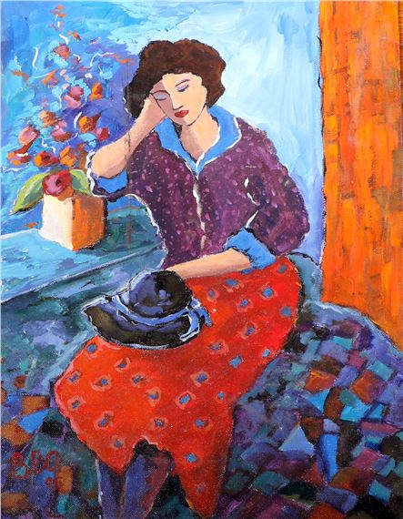 PENSIVE LADY WITH HAT ON HER LAP - Bea