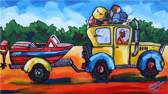 DRIVER TAKING THE BOAT TO SHORE by Kenneth Muradzikwa, dated 07