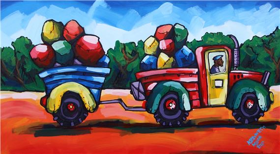 DRIVER REMOVING THE GARBAGE by Kenneth Muradzikwa, dated 07