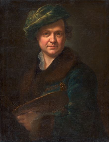 Selbstbildnis eines Malers mit grünem Barett und Palette by German School, 18th Century, um 1760