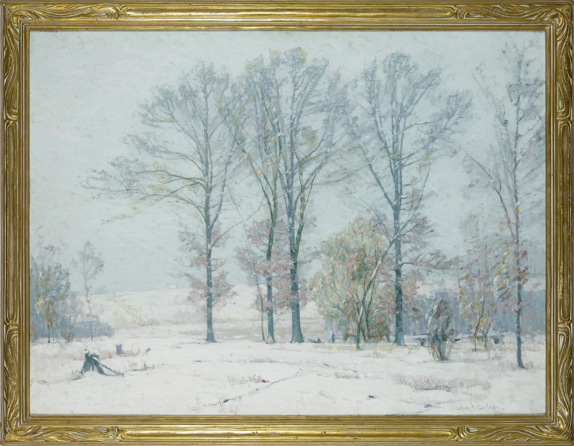 Artwork by John Fabian Carlson, "Snow Flurries", Made of oil on canvas