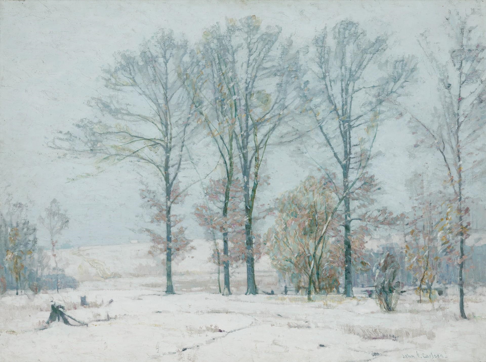 Artwork by John Fabian Carlson, "Snow Flurries", Made of oil on canvas