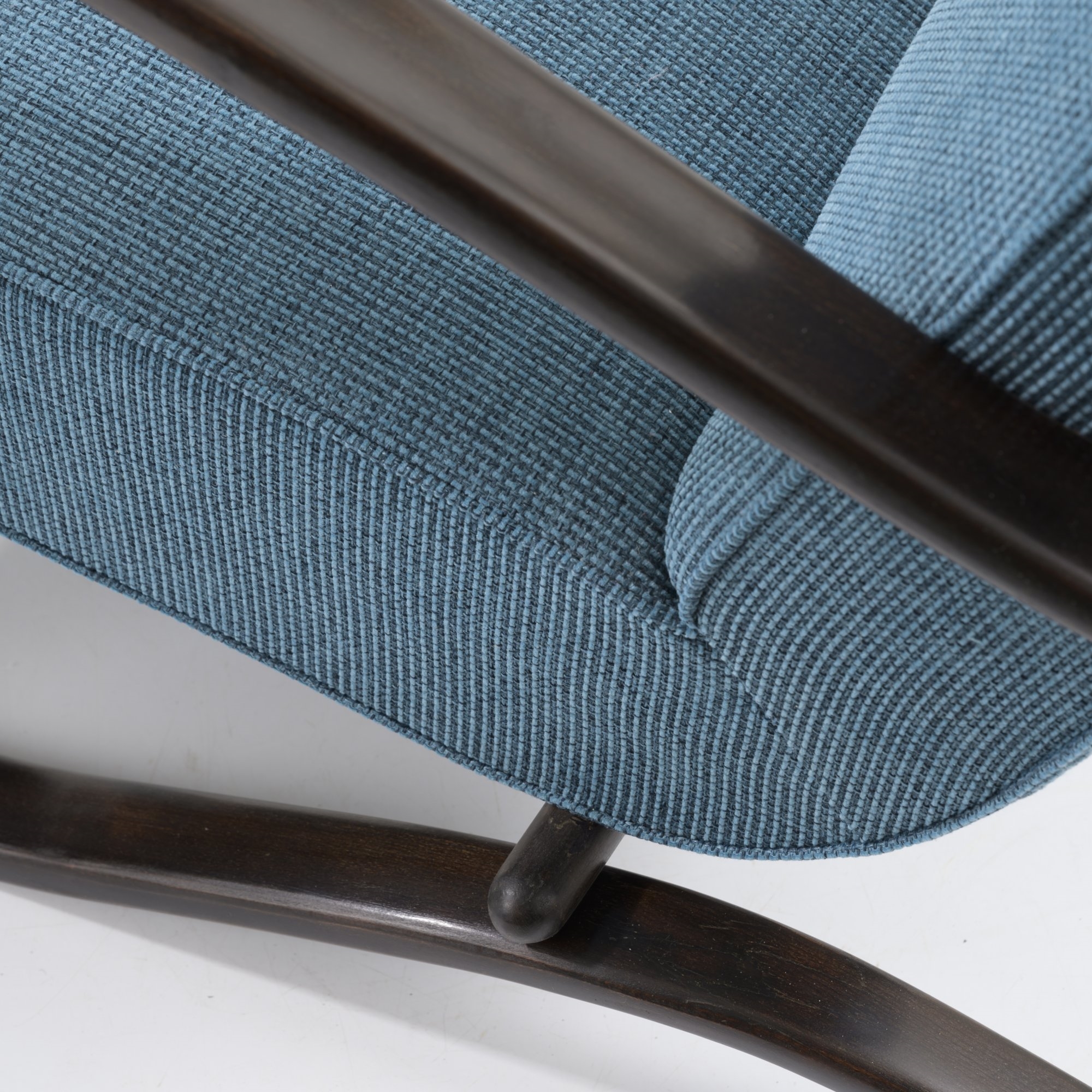 Artwork by Jindrich Halabala, 2 'H 269' easy chairs and ottoman, Made of black, grey