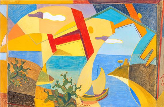 Paesaggio Simultaneo + Aerei Caproni by Giulio d’Anna, 1927/1928 ca.