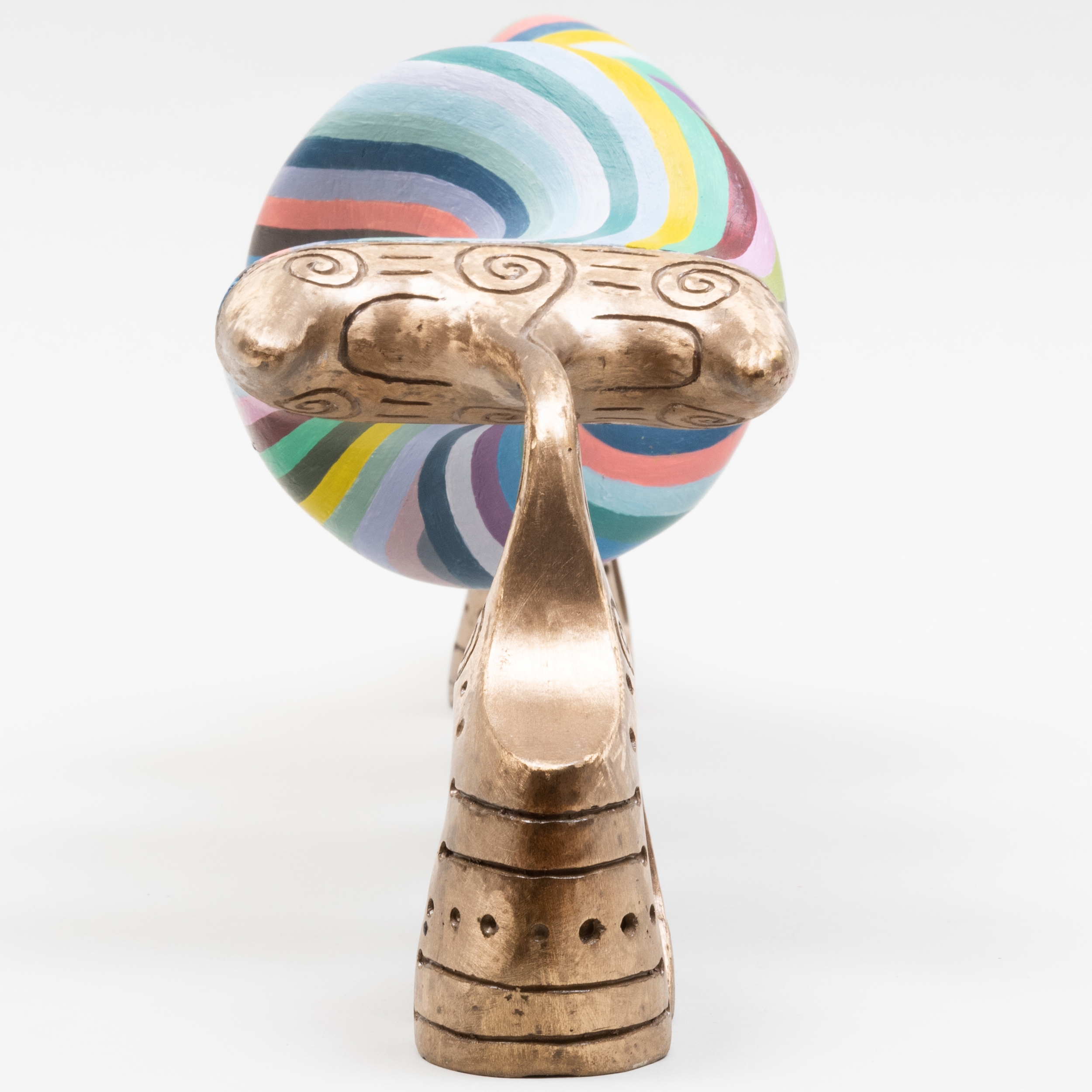 Artwork by John Newman, Headturners (Greyed Stripes -Prop and Kiss), Made of Cast bronze, acrylic paint on acqua resin, wood