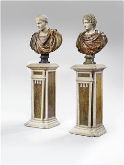 DEUX BUSTES REPRÉSENTANT PROBABLEMENT L'EMPEREUR CLAUDE IER ET ALEXANDRE LE GRAND - Italian School, 18th Century