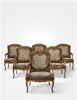 SUITE DE SIX FAUTEUILS À LA REINE D'ÉPOQUE LOUIS XV, MILIEU DU XVIIIe SIECLE - Jean-Baptiste-Claude Sené