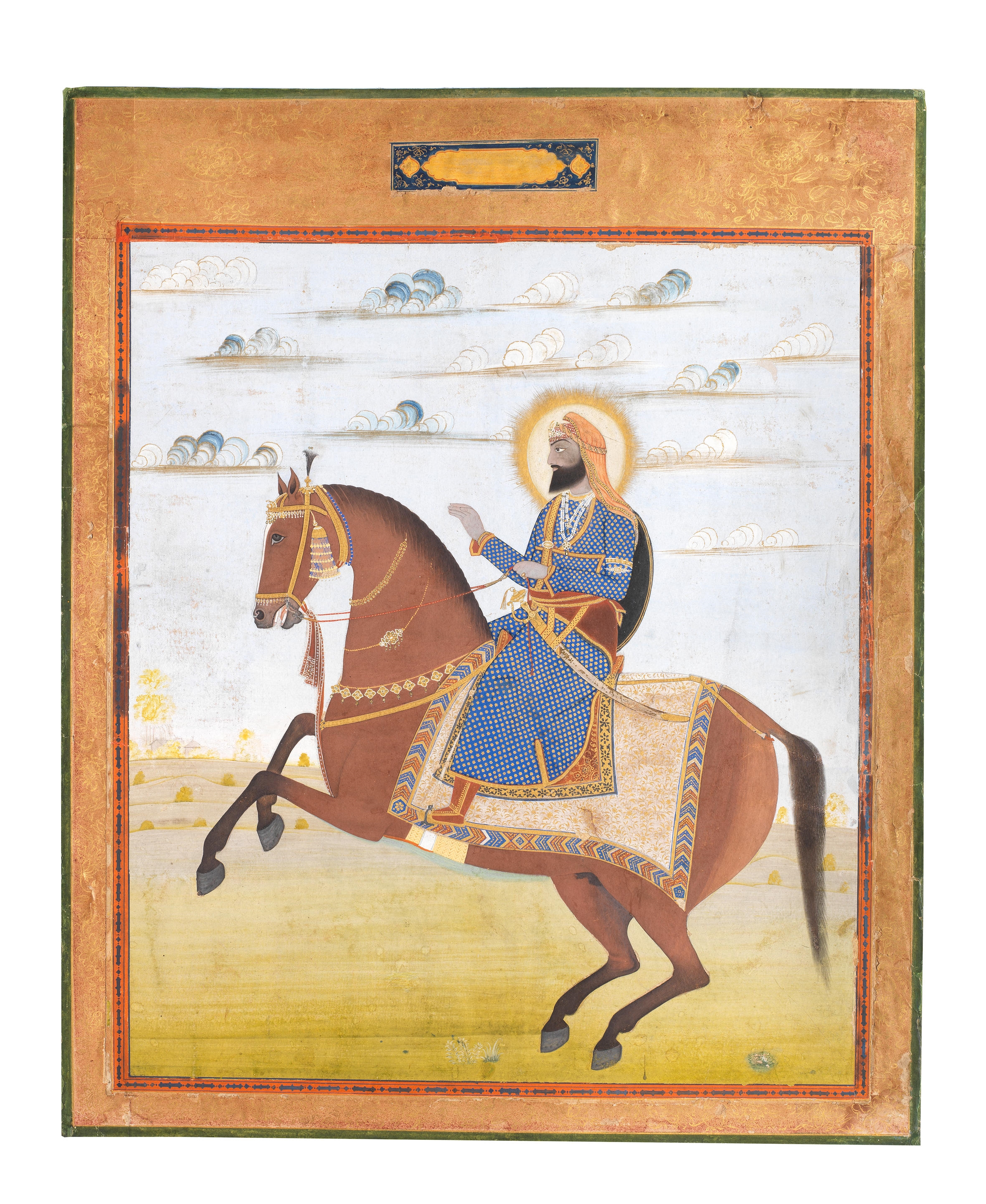 Maharajah Narinder Singh of Patiala (reg. 1845-62) on horseback by Punjab School, 19th Century, circa 1850-55