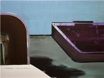 Compositie met kuipen tegen blauwe en grijze achtergrond - Marena Seeling