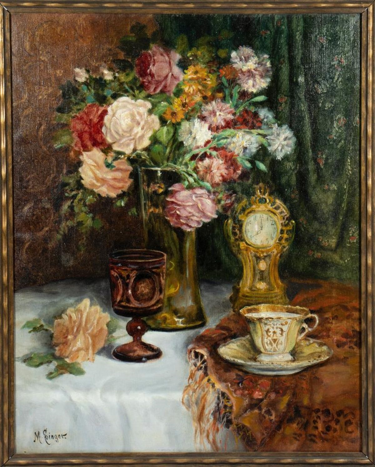Artwork by Malvin Singer, Title: Still Life with Flowers, Made of Oil on canvas