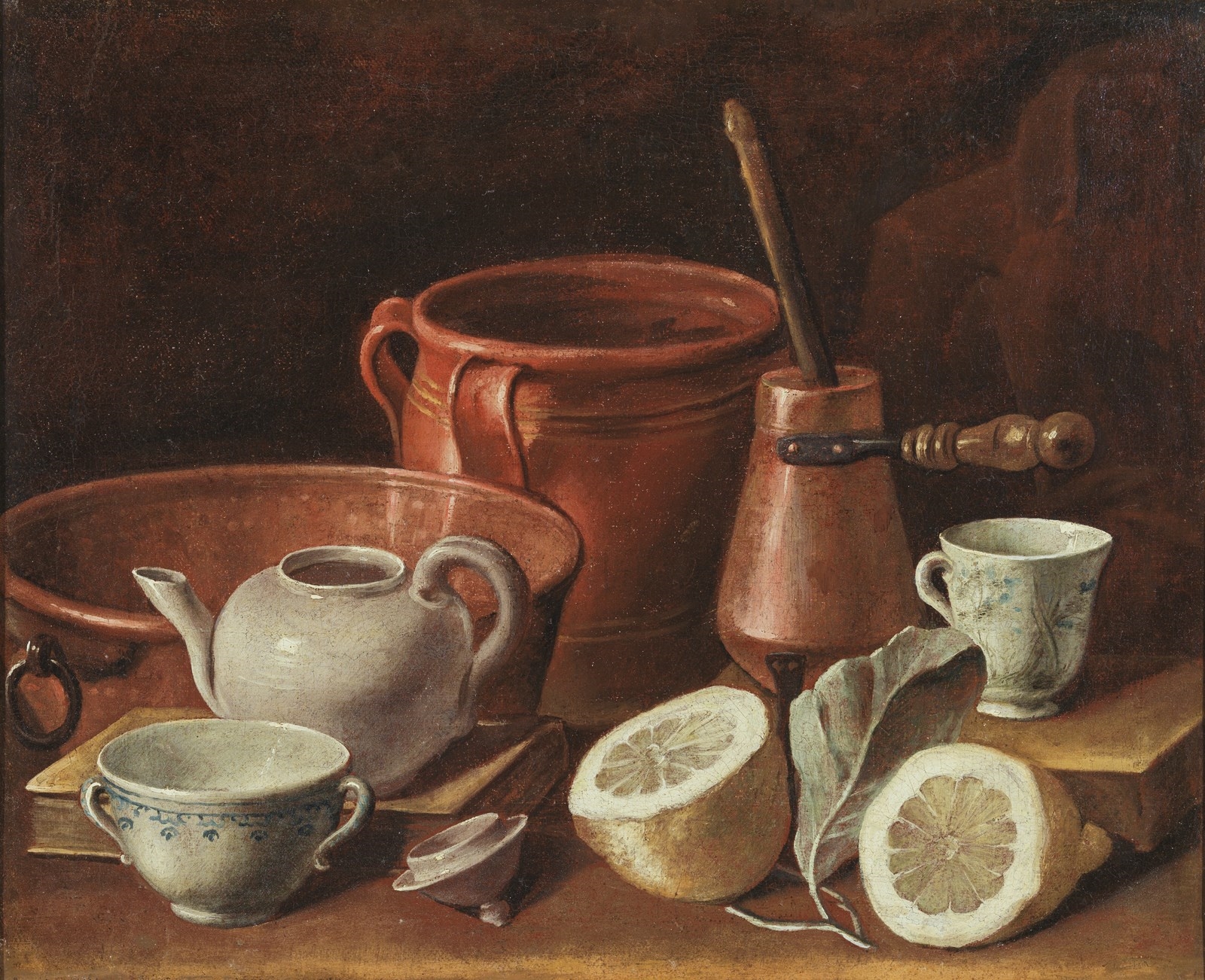 Carlo Magini | Still life with ceramics, coppers and lemons | MutualArt