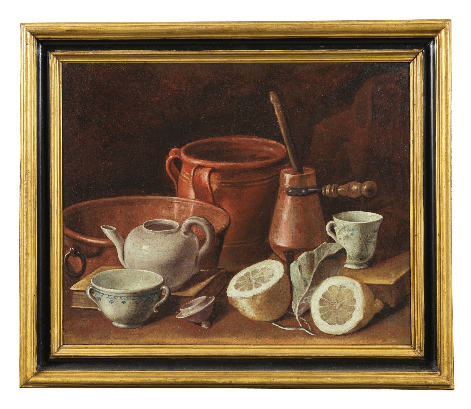 Carlo Magini | Still life with ceramics, coppers and lemons | MutualArt