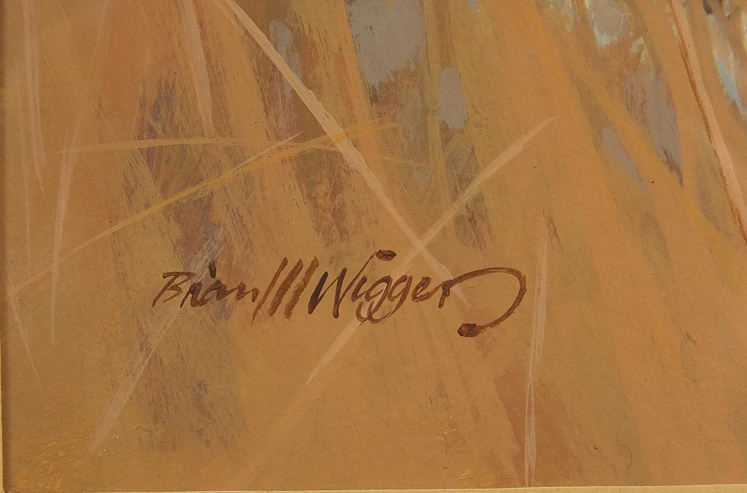 Artwork by Brian M. Wiggers, Brian M Wiggers - Huntsman and Gundog by a riverside, Made of gouache, mounted