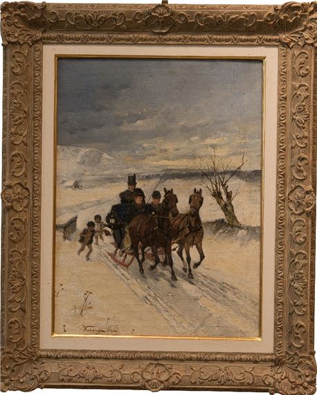 Winter landscape by Lajos Kubanyi