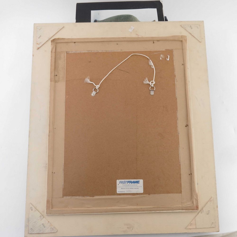 Artwork by J. T. Steadman, portrait of a red haired young lady, Made of blue and white