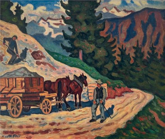 Snowy landscape in Switzerland by Henri Liénard de Saint-Délis