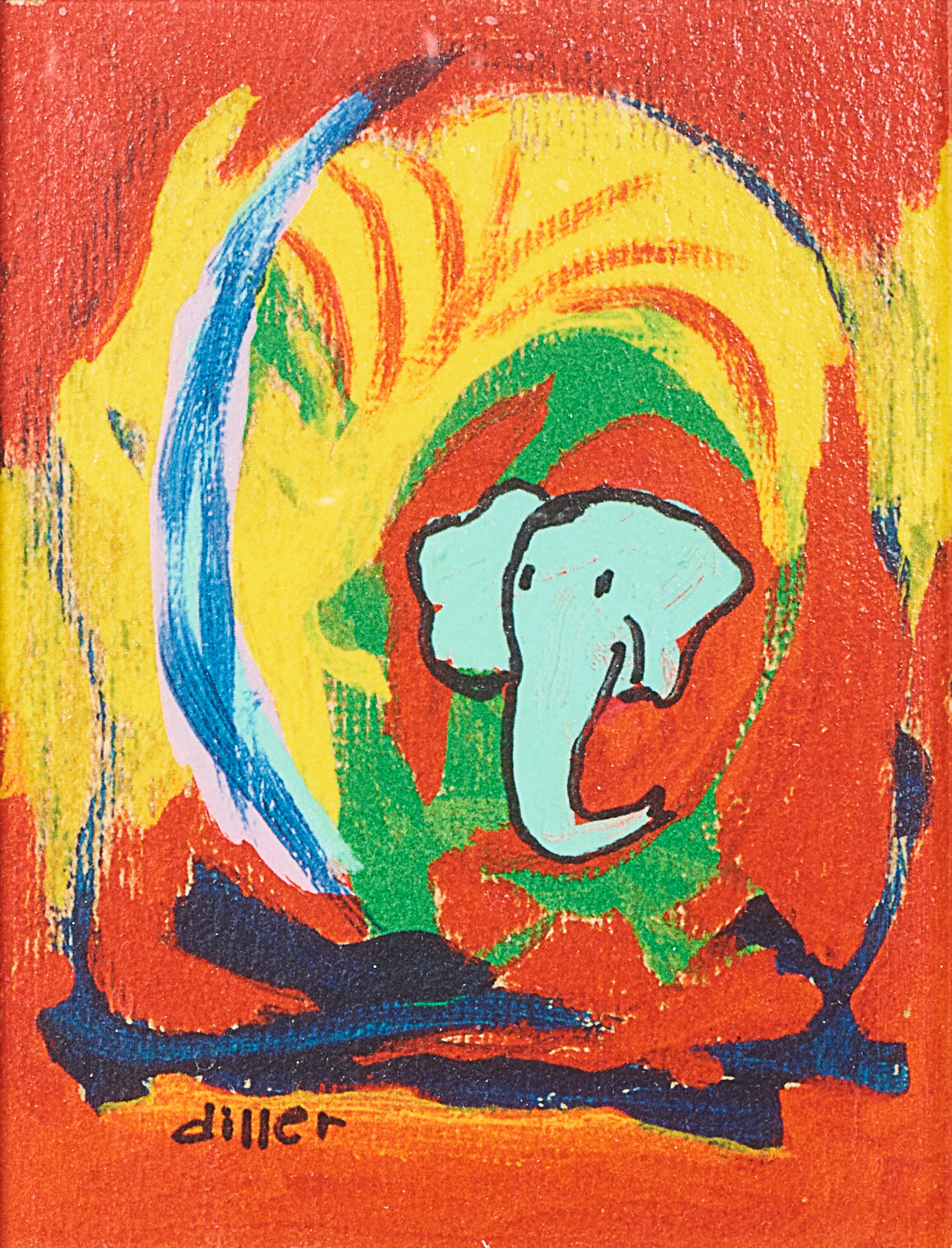 Artwork by Phyllis Diller, Cat on a Green Chair ; and Jungle Joy (two) 1, Made of archival fine art print