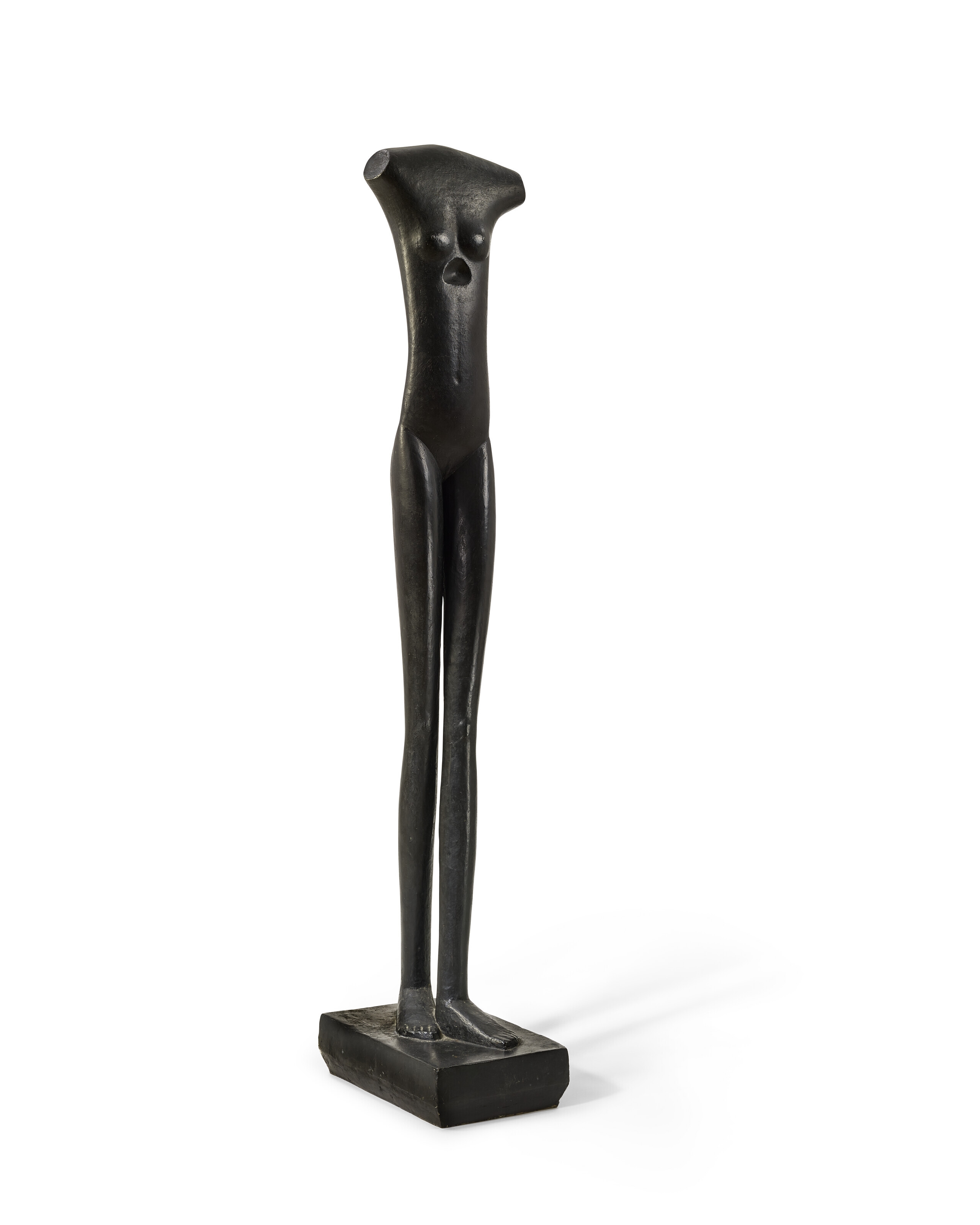 Artwork by Alberto Giacometti, Femme qui marche [I], Made of Bronze with dark brown patina