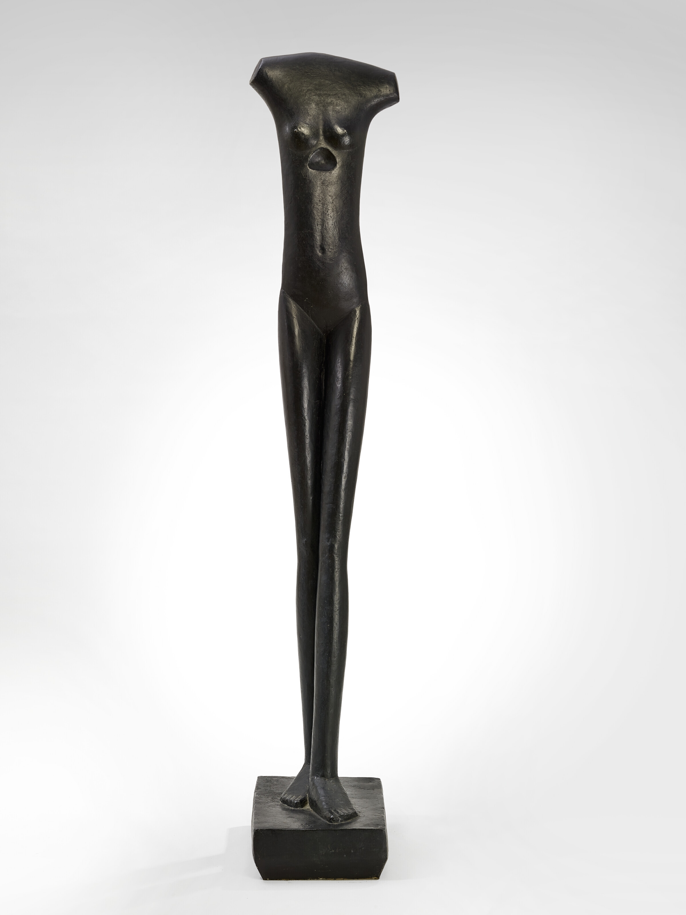 Artwork by Alberto Giacometti, Femme qui marche [I], Made of Bronze with dark brown patina