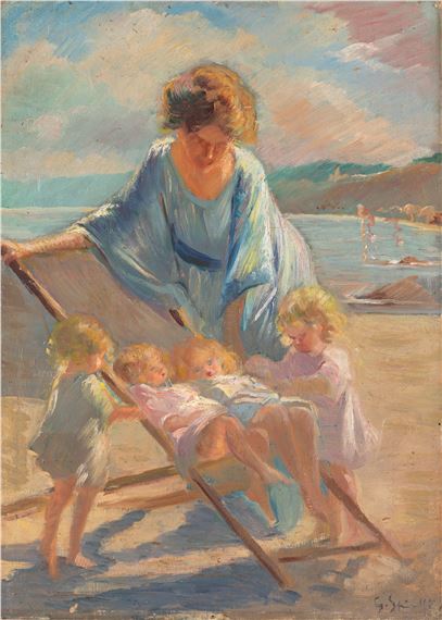 On the beach with mom by Gaetano Spinelli