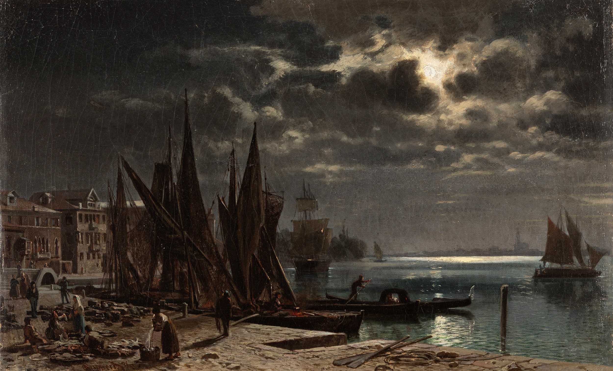 Artwork by Otto von Ruppert, Venice in the moonlight, Made of oil on canvas