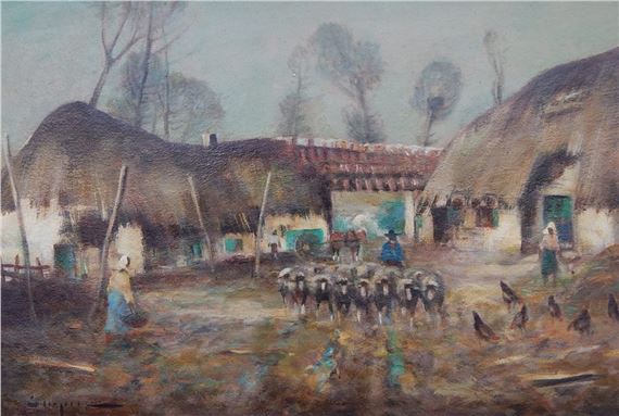 Lower Rhine farmstead with figures