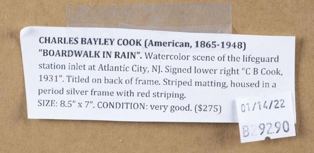 Artwork by Charles Bayley Cook, Boardwalk in Rain, Made of Watercolor on paper