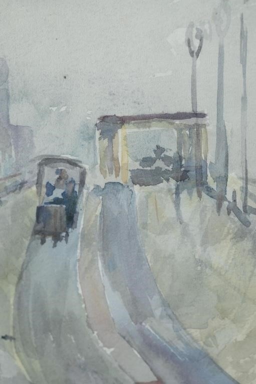 Artwork by Charles Bayley Cook, Boardwalk in Rain, Made of Watercolor on paper