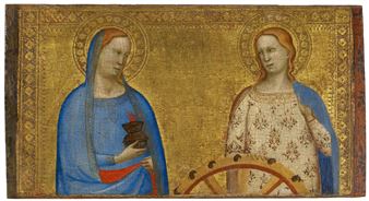 Saints Lucy and Catherine of Alexandria: A Predella panel from the S. Giorgio a Ruballa altarpiece - Bernardo Daddi