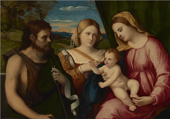 The Madonna and Child with Saint John the Baptist and a female saint, probably Saint Catherine of Alexandria by Jacopo Palma il Vecchio