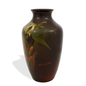 Louwelsa earthenware vase with life-size iris decoration - Albert Haubrich