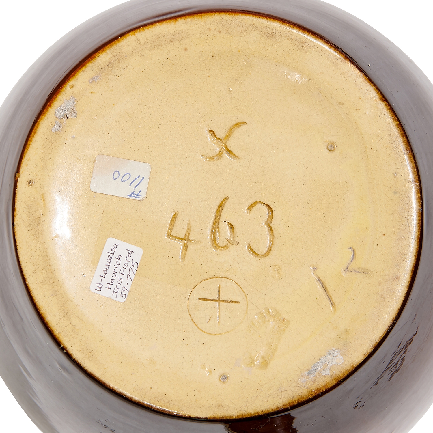 Artwork by Albert Haubrich, Louwelsa earthenware vase with life-size iris decoration, Made of glazed ceramic