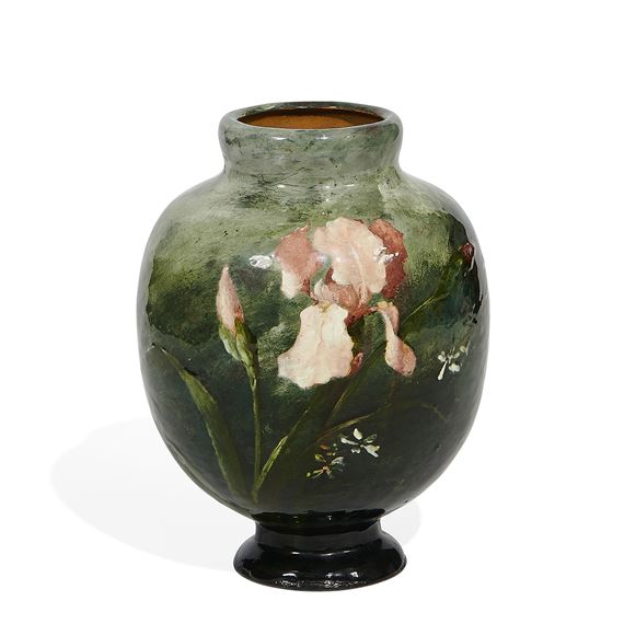 Vase with pink irises and white flowers - Edouard Girard