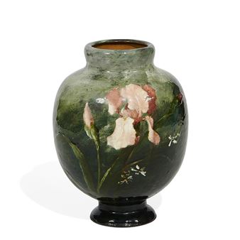 Vase with pink irises and white flowers - Edouard Girard