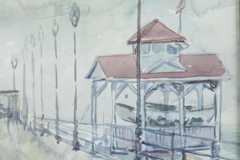 Artwork by Charles Bayley Cook, Boardwalk in Rain, Made of Watercolor on paper