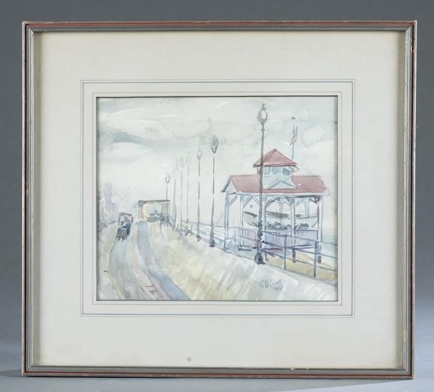 Artwork by Charles Bayley Cook, Boardwalk in Rain, Made of Watercolor on paper