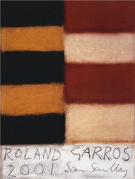 Affiche Offset Sean Scully Roland Garros - Art Abstrait Tennis - Originale 1990