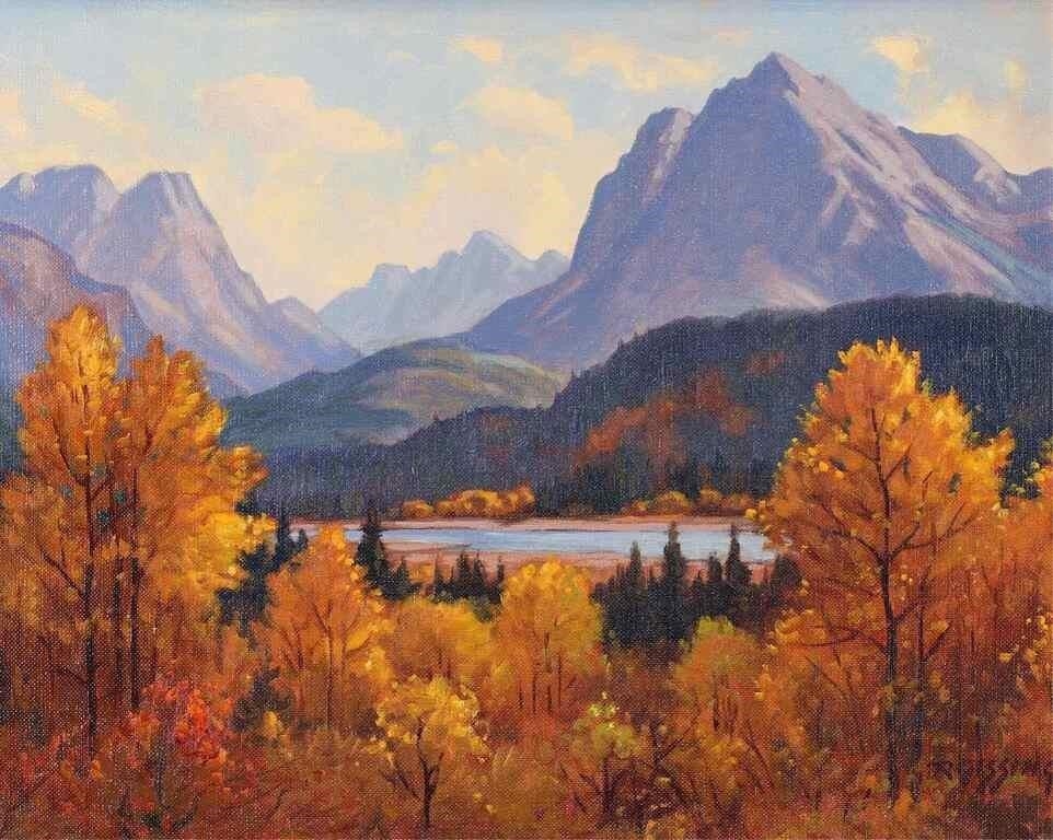 Artwork by Roland Gissing, AUTUMN, ATHABASCA RIVER, Made of oil on canvas