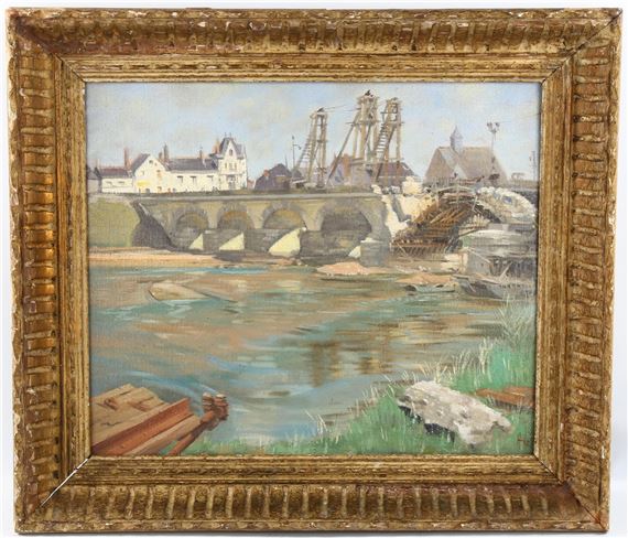 post-war reconstruction of a bridge over the River Loire