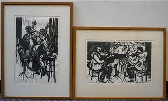 The Orchestra: Two Woodcut Prints - Lucille Proctor
