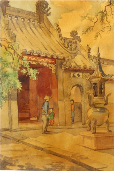 Chinese theatre scene by Laurence Henry Forster Irving