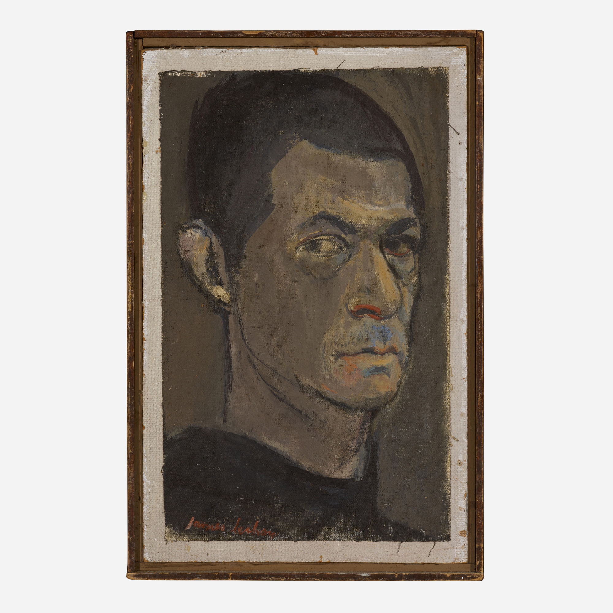 Artwork by James Lechay, Head, Made of oil on linen laid to board