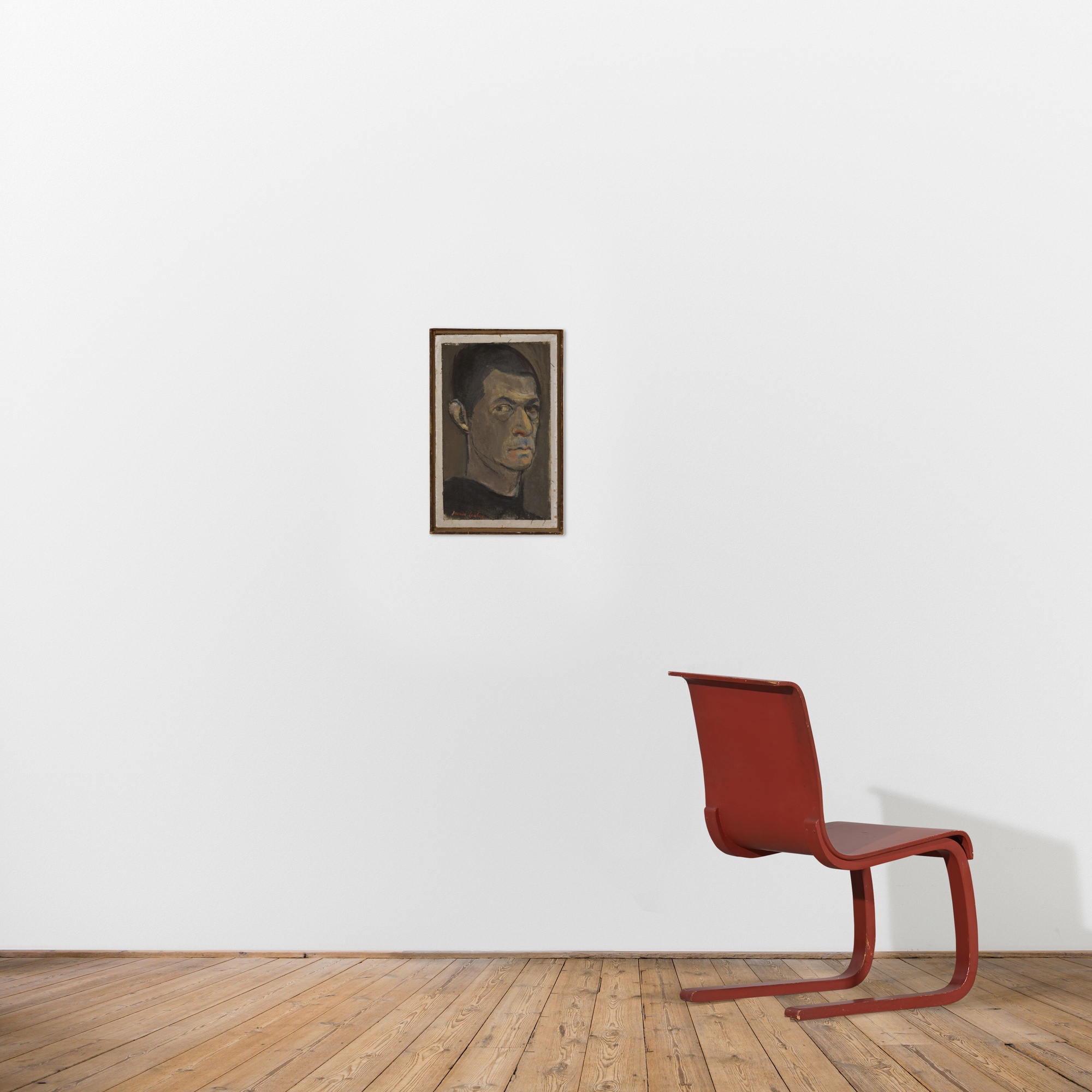 Artwork by James Lechay, Head, Made of oil on linen laid to board