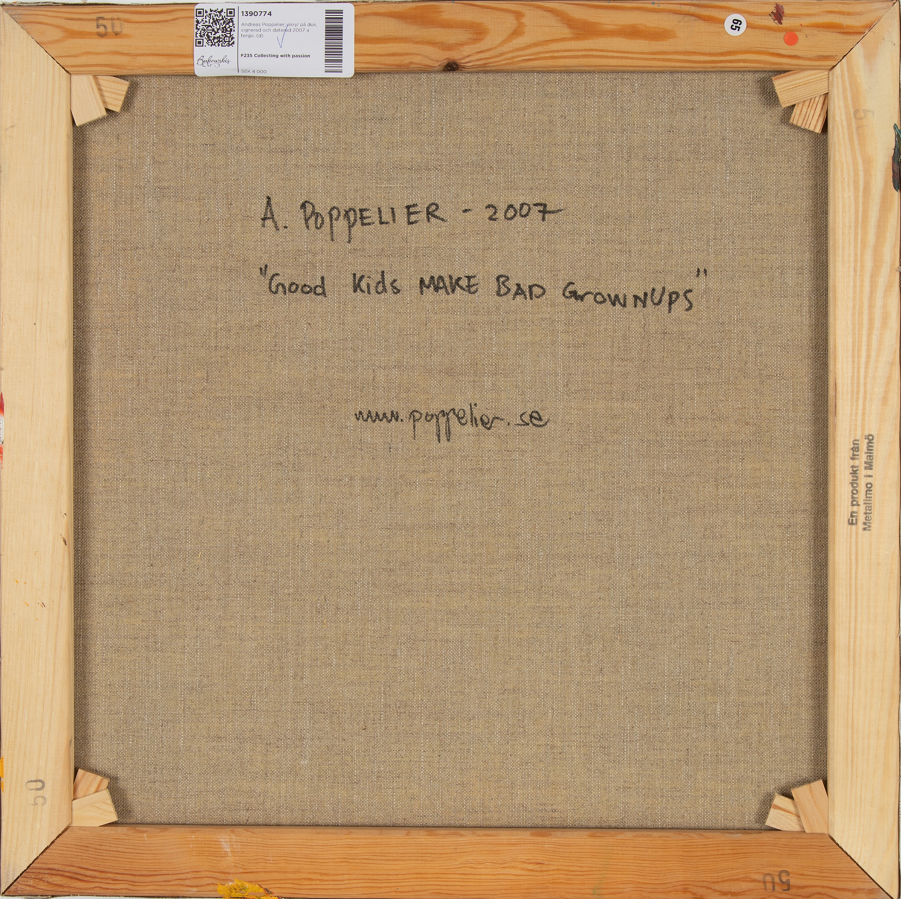 Artwork by Andreas Poppelier, "Good kids make bad grownups", Made of acrylic on canvas