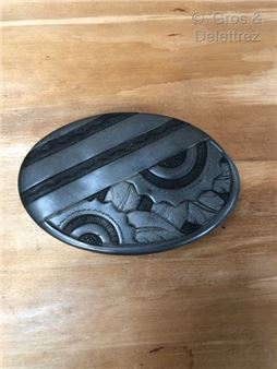 Box with lid with geometric and floral stylized decoration - Emile Petizon